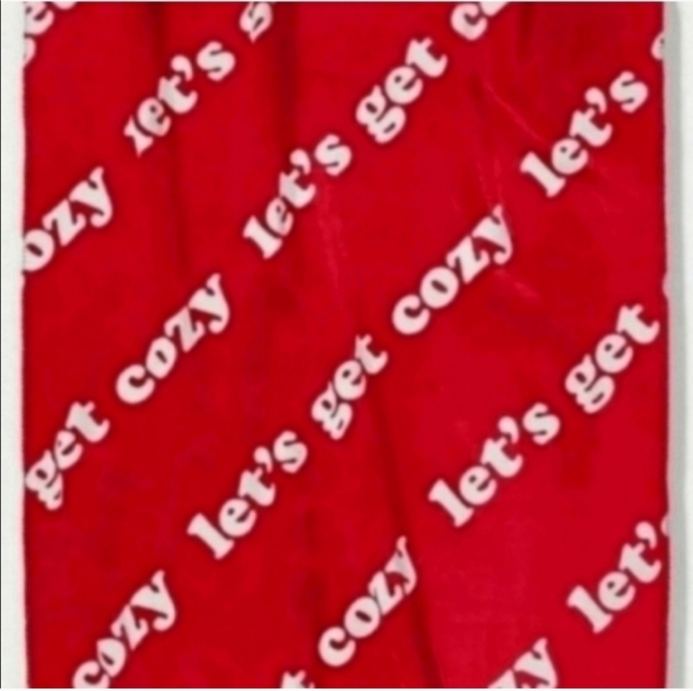 Victoria's secret PINK red let's get cozy sherpa blanket 50"x60